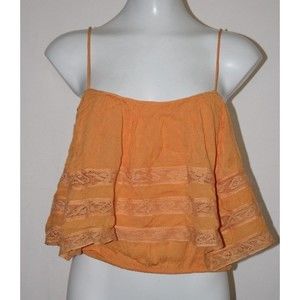 Free People Womens Home Again Crop Camisole Top Orange Boho Casual Various NWT